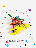 Load image into Gallery viewer, Atomic colourful 50&#39;s furniture brooch by Rosie Rose Parker
