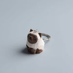 Load image into Gallery viewer, Gohobi hand crafted wooden brown white cat ornaments
