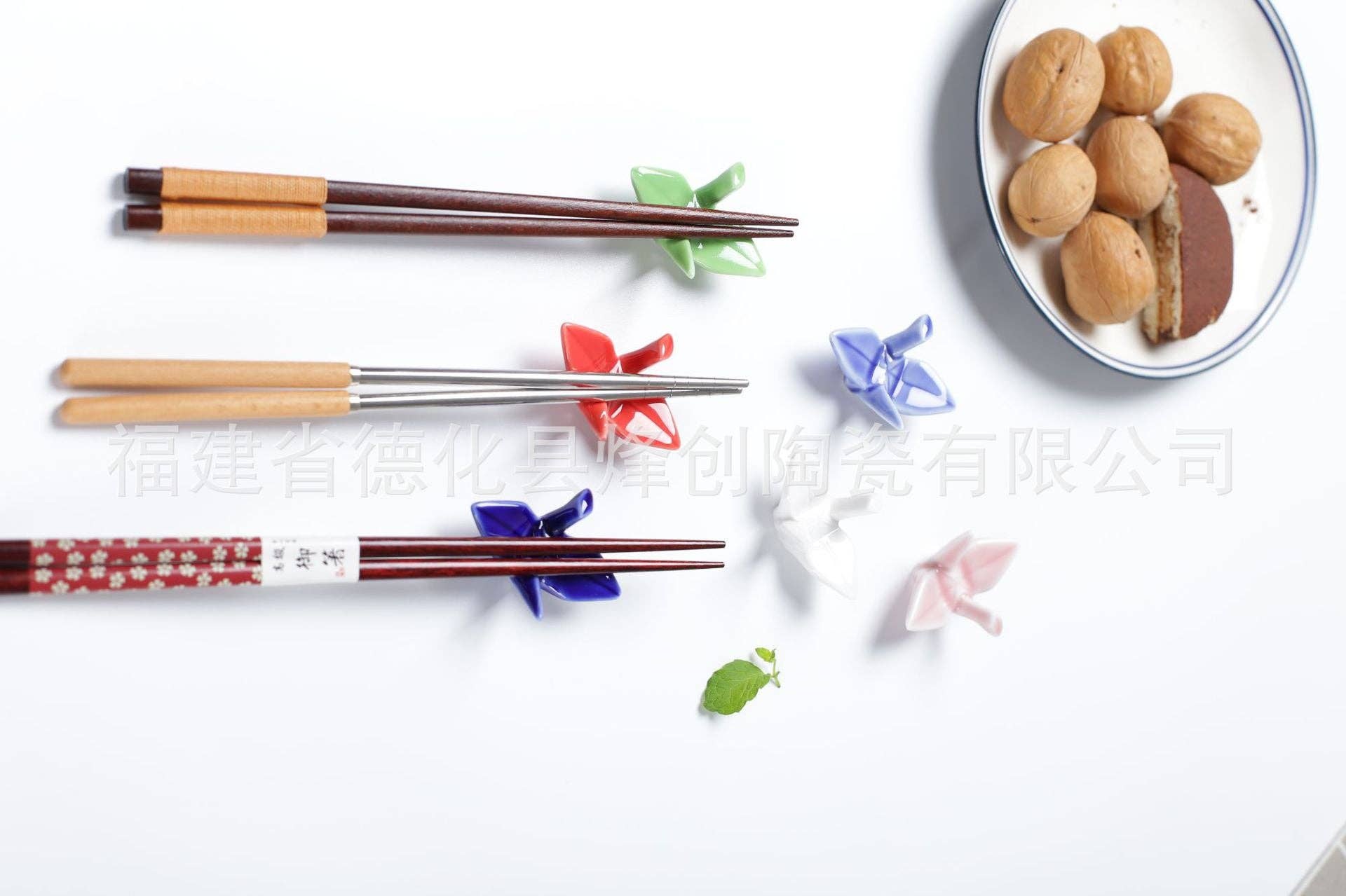 Paper Cranes Chopstick Rest: Mint green