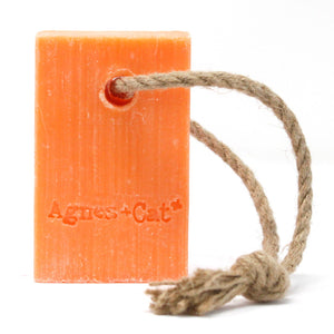 Clementine soap on a rope