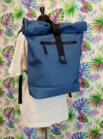 Load image into Gallery viewer, Petrol Recycled Rolled Top Backpack
