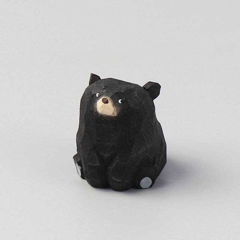 Gohobi handcrafted Wooden Bear Ornament - Black