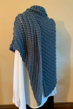 Load image into Gallery viewer, Sea Storm hand knitted winter wrap by Granny

