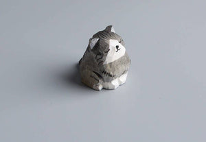 Hand crafted wooden grey cat ornaments unique gift idea