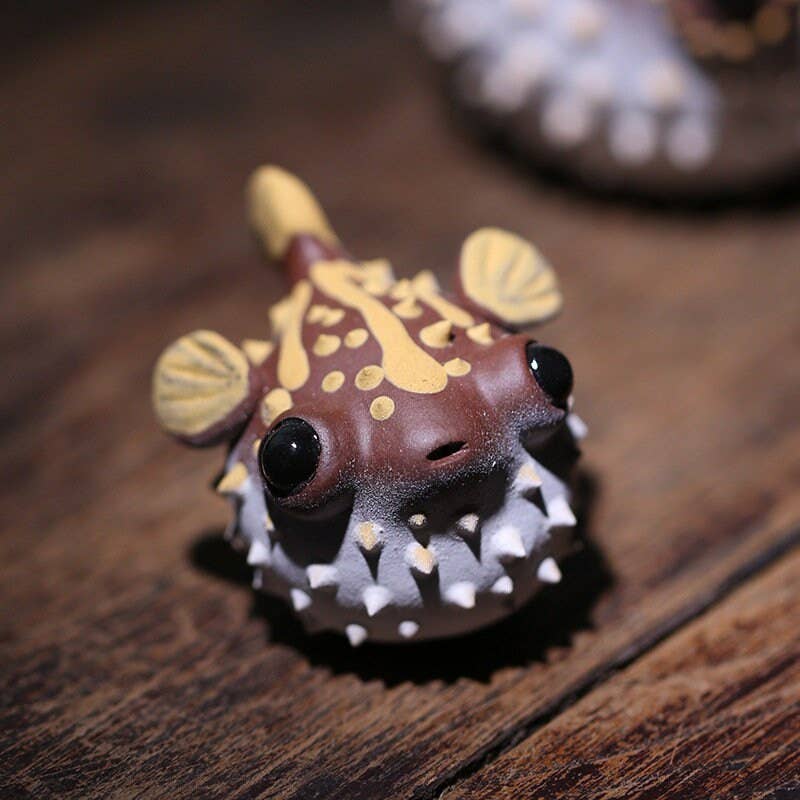 Gohobi Handmade pufferfish ornaments Tea pets ceramic YiXing: Small