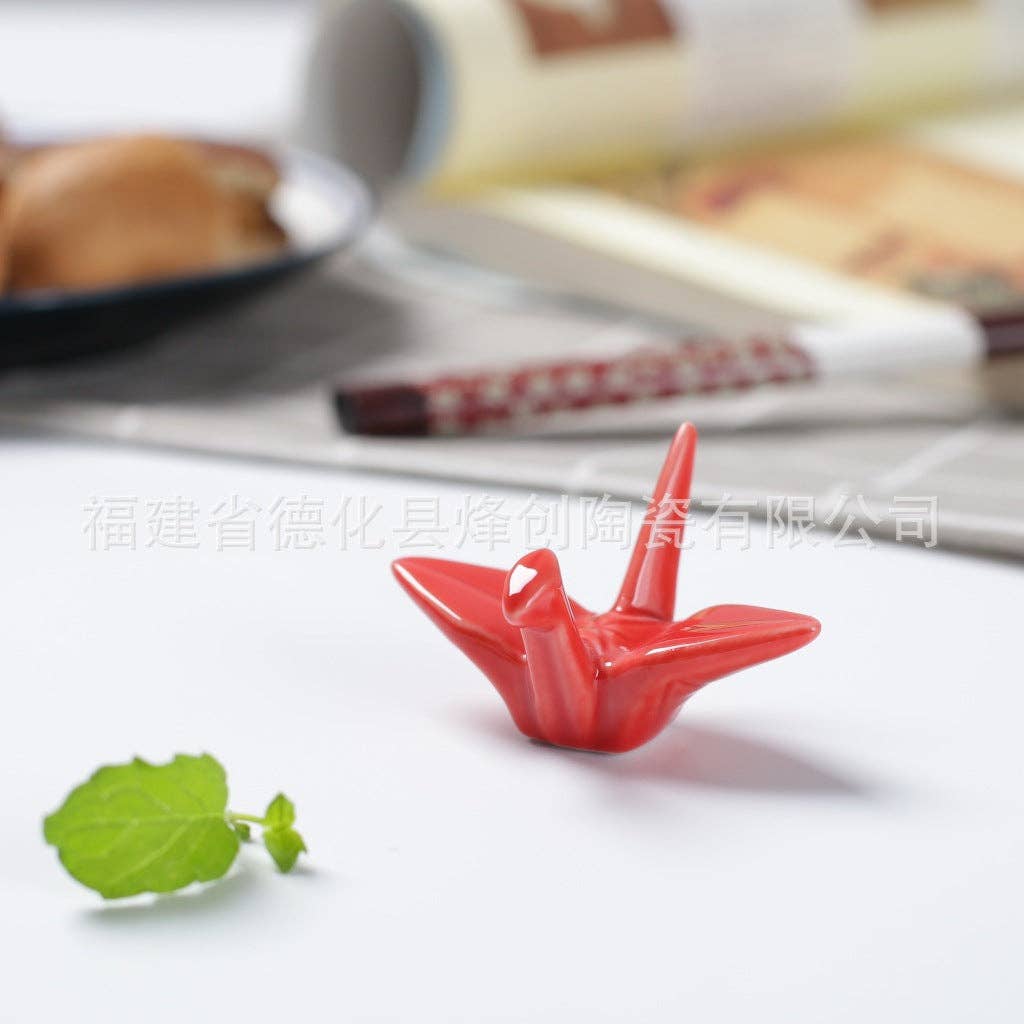 Paper Cranes Chopstick Rest: Red