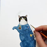 Load image into Gallery viewer, Meowt of This World – Feline Astronaut Greeting Card by Mister Peebles
