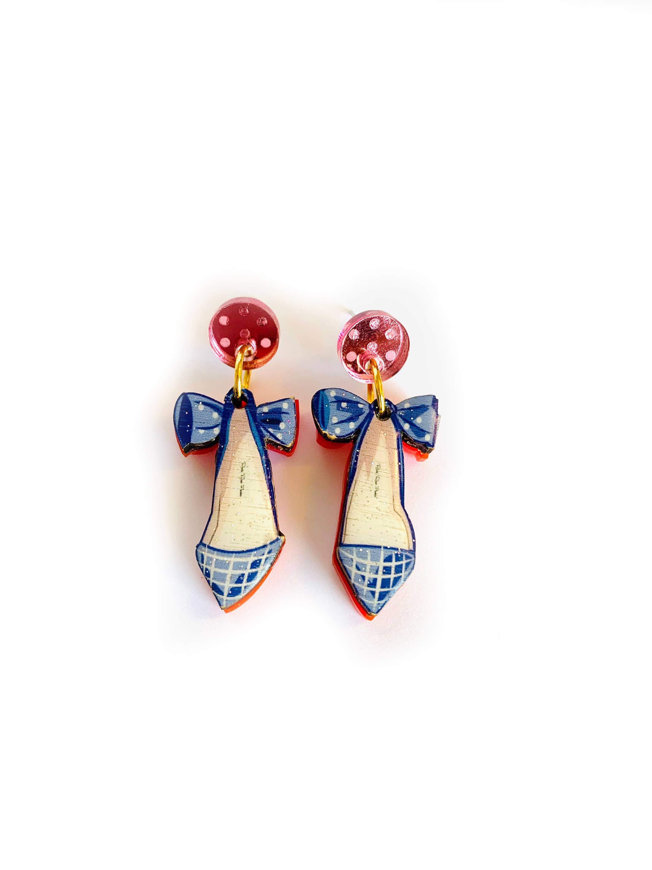 Retro Blue Heels Dangle Earrings