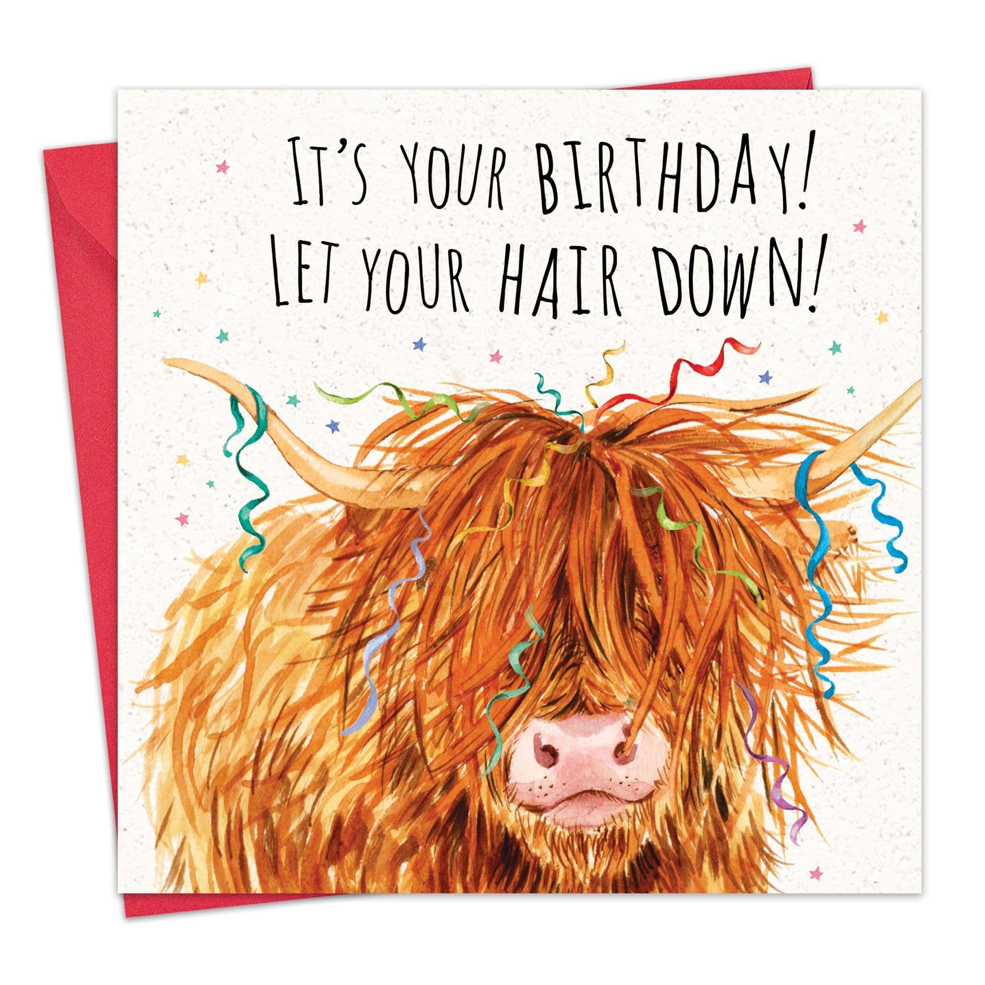 Funny Birthday Card - Highland Cow - Let Your Hair Down