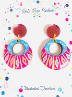 Carica l&#39;immagine nel visualizzatore di Gallery, Summer pink atomic vintage earring quirky acrylics jewellery
