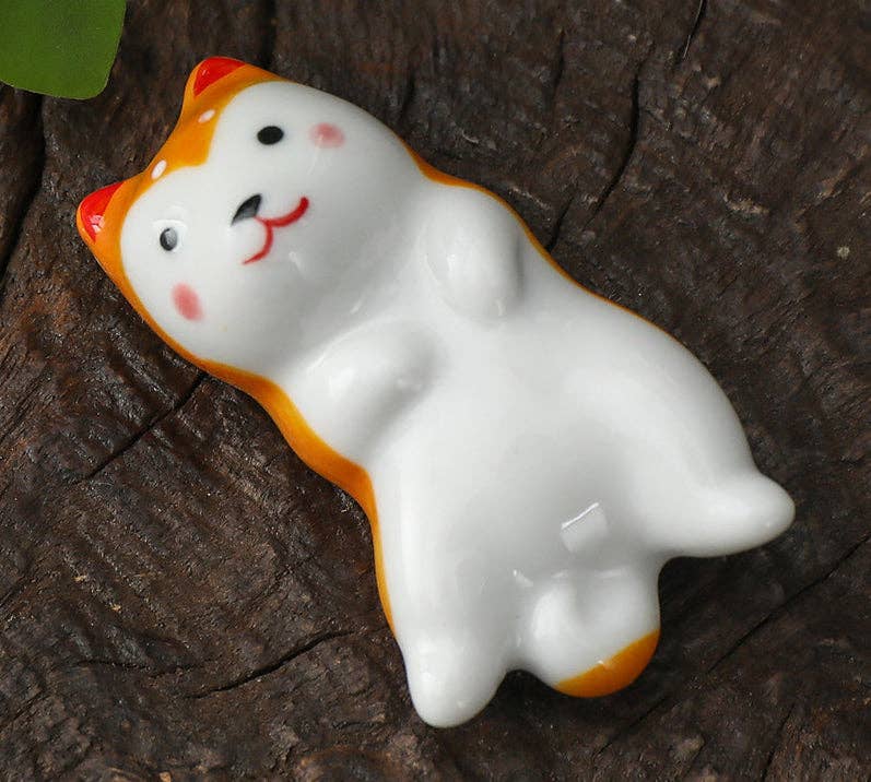 Ceramic Lying Dog Chopstick Rest: Shiba Inu