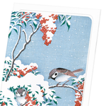 Load image into Gallery viewer, SPARROWS ON NANDINA: Japanese Greeting Card
