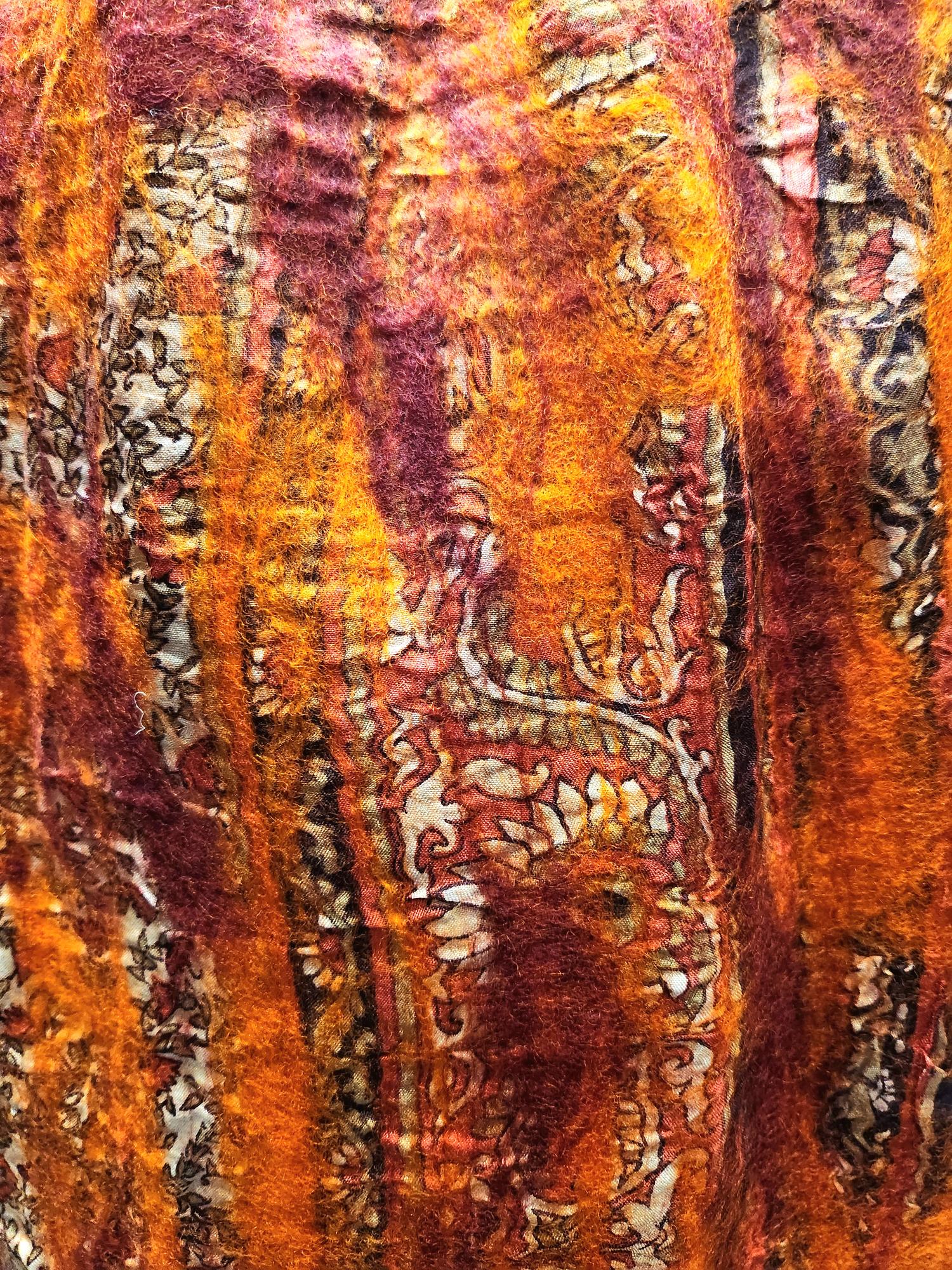 Felt and Silk Scarf - Flaming Red