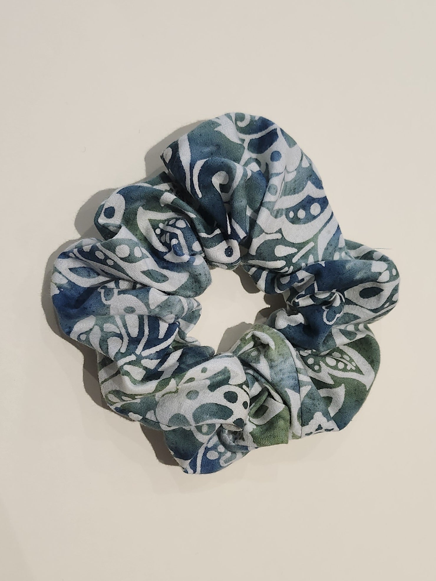 Handmade Scrunchie - Green Flora