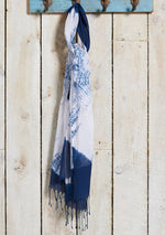 画像をギャラリービューアに読み込む, Indigo Tie Dye Batik Cotton Scarf
