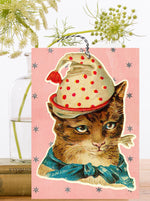 Load image into Gallery viewer, Spotty Hat Large Fandangle greeting card Madame Treacle
