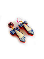 Load image into Gallery viewer, Retro Blue Heels Dangle Earrings
