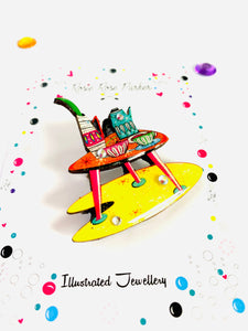Atomic colourful 50's furniture brooch by Rosie Rose Parker