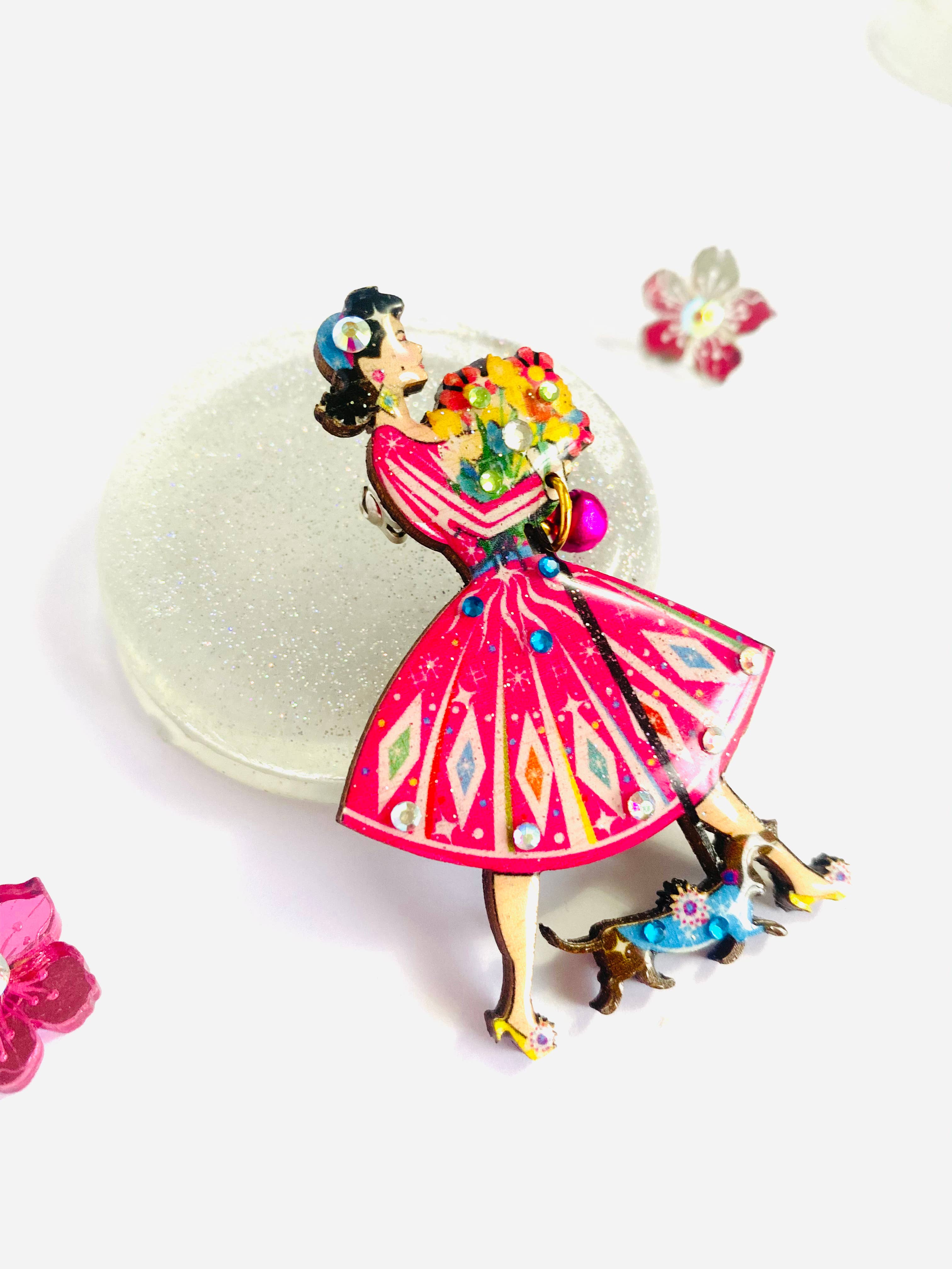 1950s retro quirky statement brooch by Rosie Rose Parker