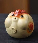 Load image into Gallery viewer, Gohobi Handmade Ceramic YiXing Clay Goldfish Ornament Tea pet - large size
