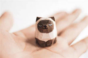 Gohobi hand crafted wooden brown white cat ornaments