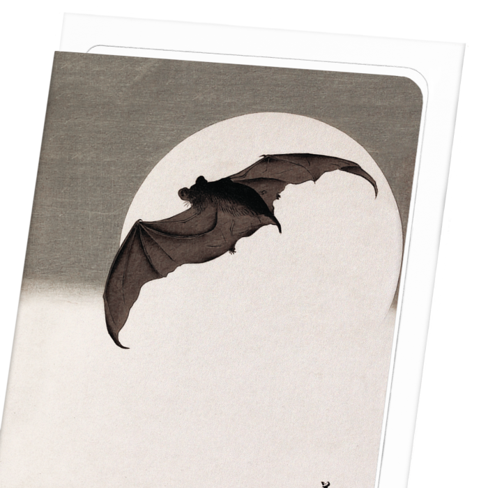 BAT IN FULL MOON (C.1910): Japanese Greeting Card