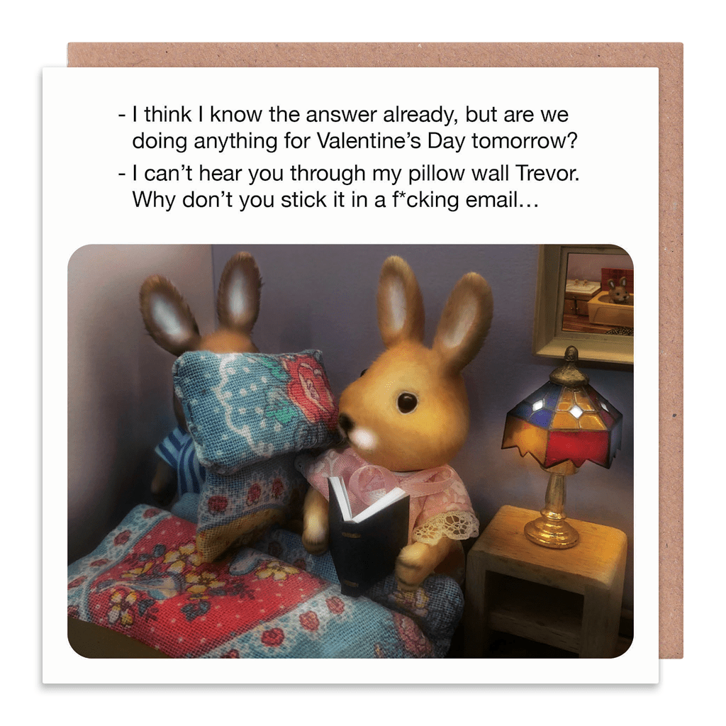 Pillow Wall Valentine's Day Greeting Card by Whale and Bird