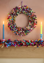 Load image into Gallery viewer, Recycled Sari Wreath Multicolour Large
