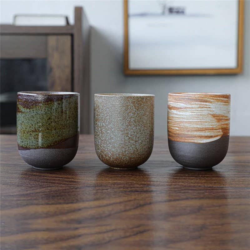 Gohobi Ceramic Japanese style white/brown teacup
