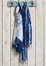 画像をギャラリービューアに読み込む, Indigo Tie Dye Batik Cotton Scarf
