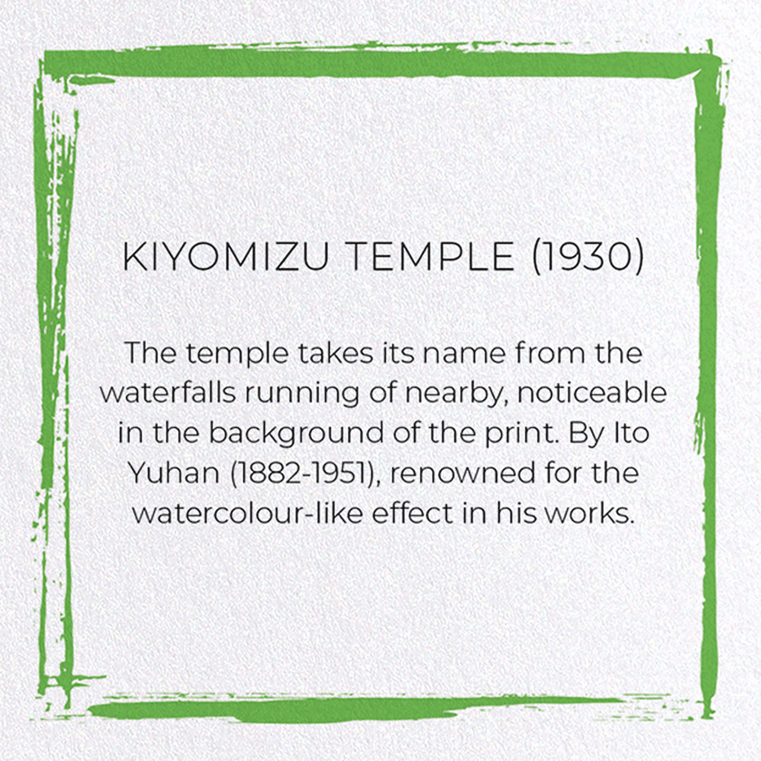 KIYOMIZU TEMPLE (1930): Japanese Greeting Card