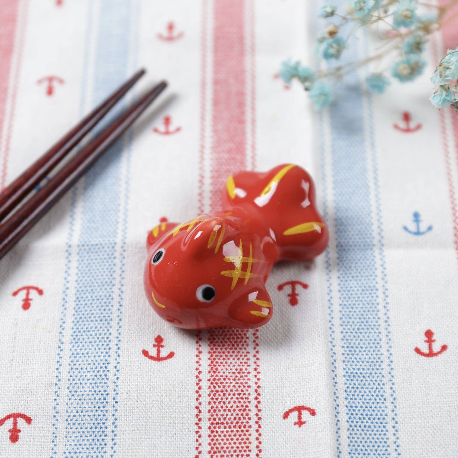 Ceramic Goldfish Chopstick Rest: Red