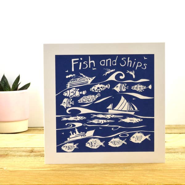 Fish and Ships Greetings Card