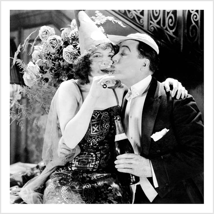 Couple drinking champagne square blank greetings card