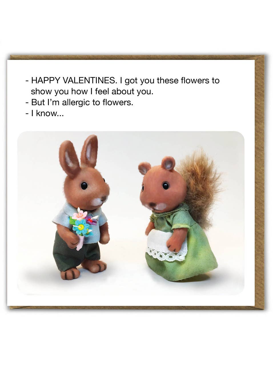 Funny Woodland Creatures Valentine's Card - Flowers