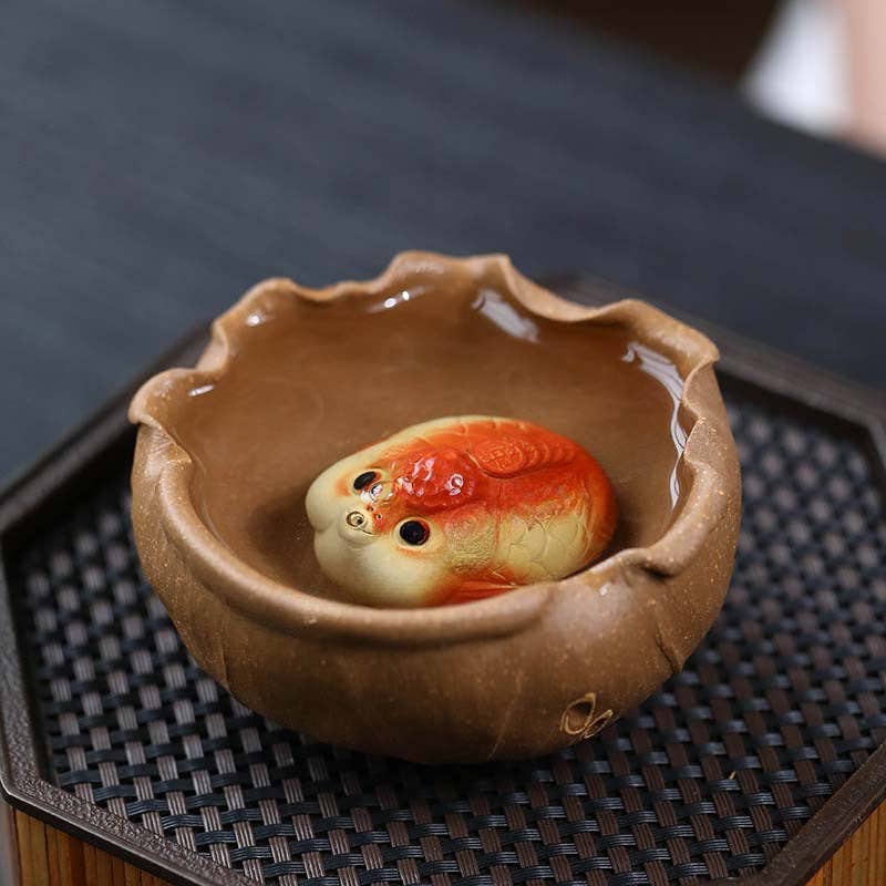 Gohobi Handmade Ceramic YiXing Clay Goldfish Ornament Tea pet - large size