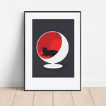 Load image into Gallery viewer, Ball Chair Cat Unframed Print: A4

