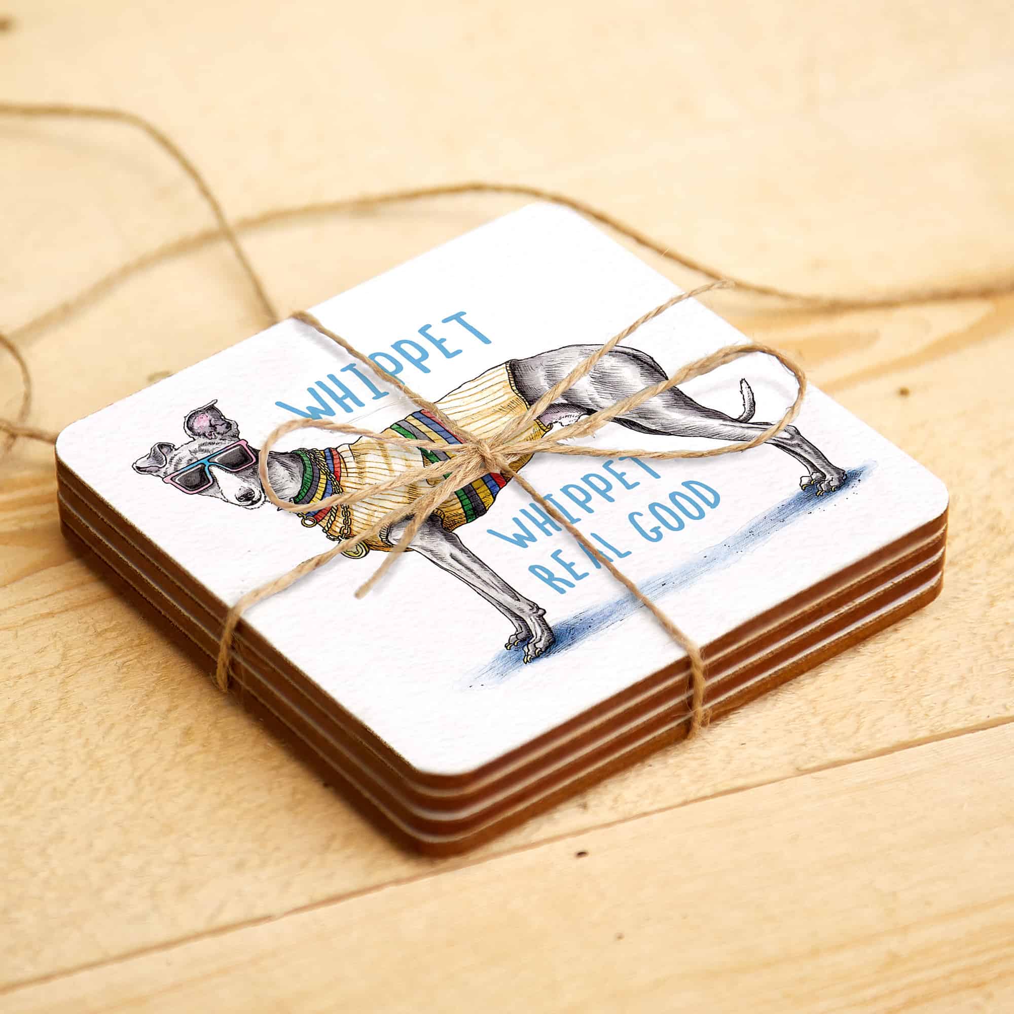 Whippet Coaster - Dog Drinks Coaster by Bewilderbeest