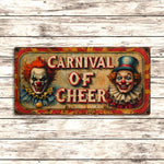 Carica l'immagine nel visualizzatore di Gallery, Carnival of Cheer Metal Sign – Vintage Clown Circus Decor: 24x12inch
