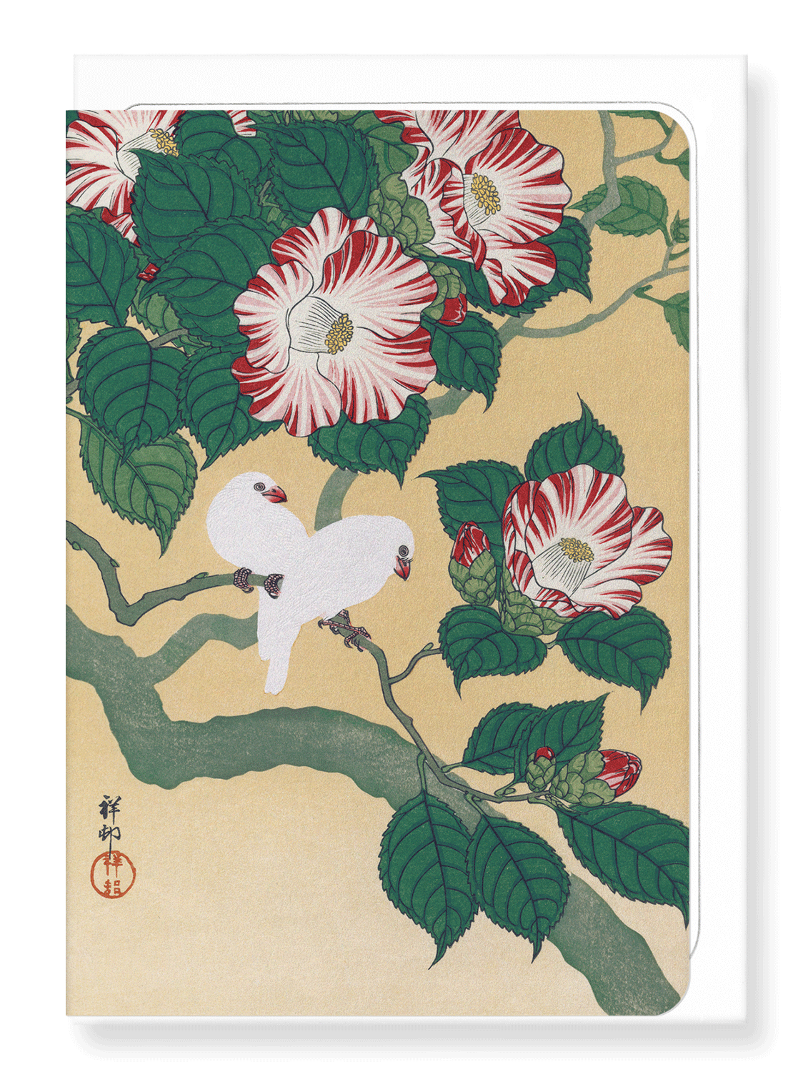 RICE BIRDS AND CAMELLIA: Japanese Greeting Card