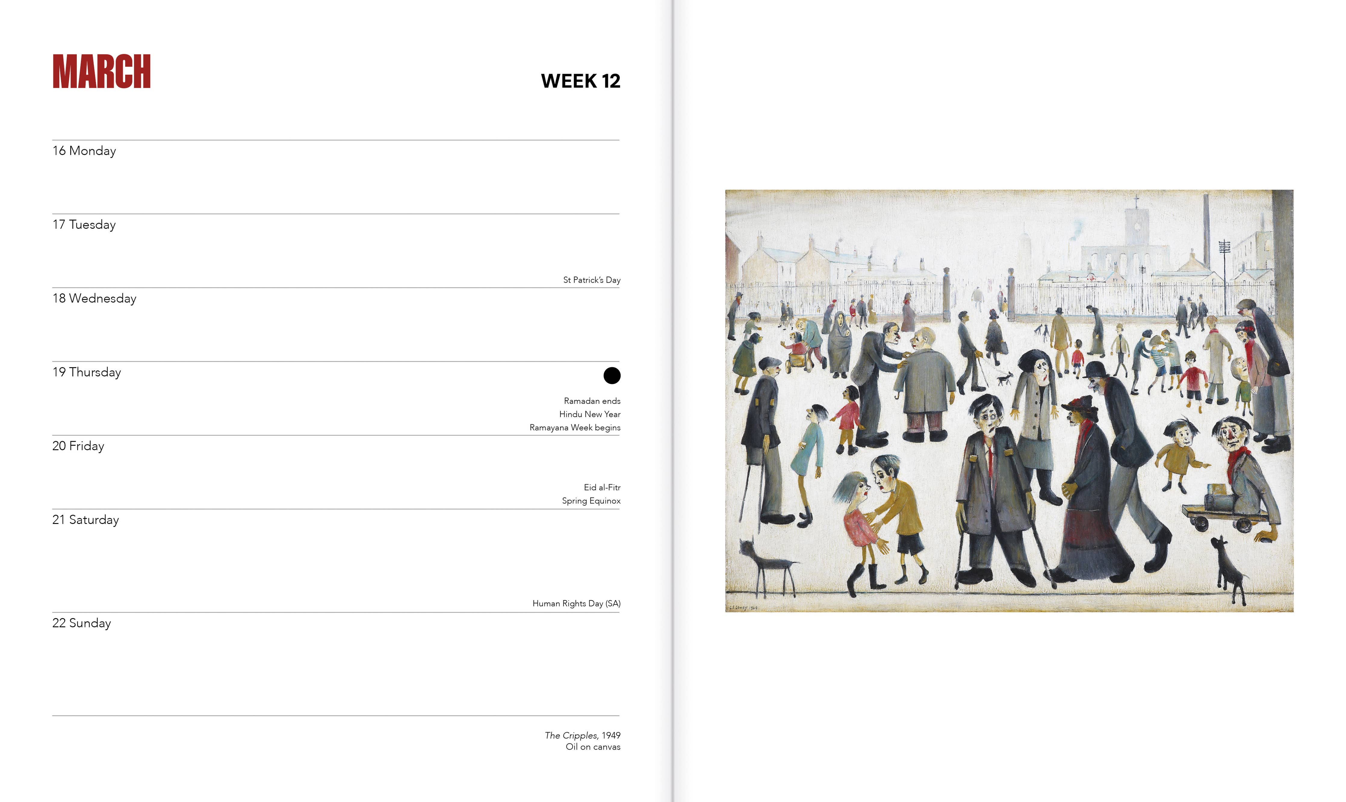 L.S. Lowry 2026 Desk Diary Planner - Week to View, Illustrated