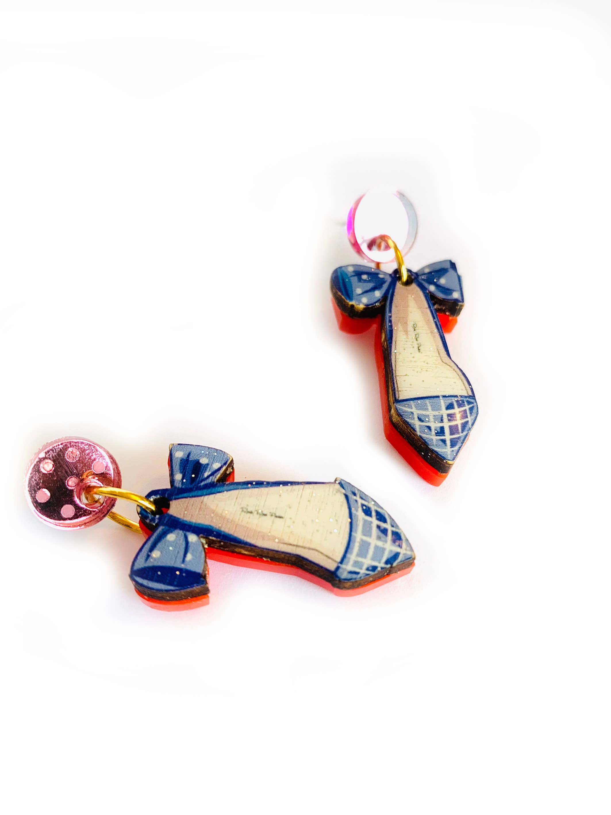Retro Blue Heels Dangle Earrings