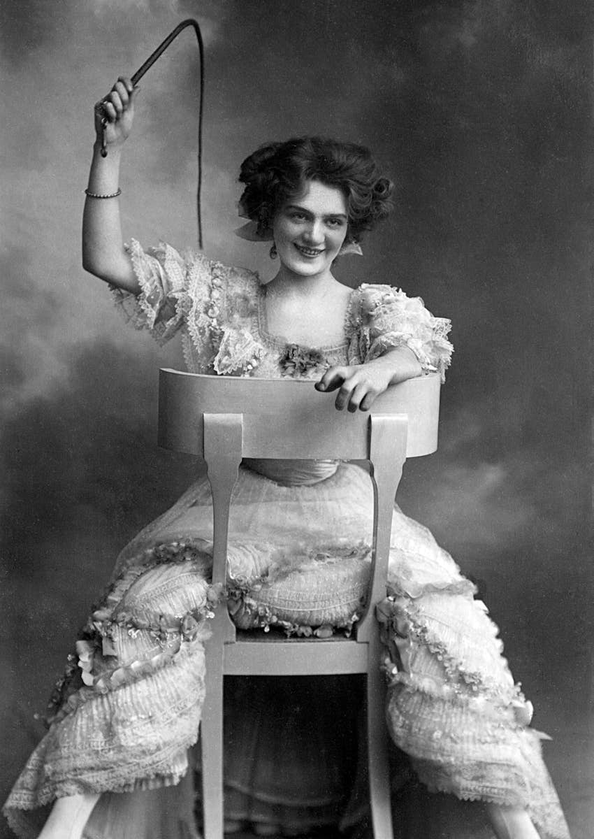 Lady with whip  blank retro card