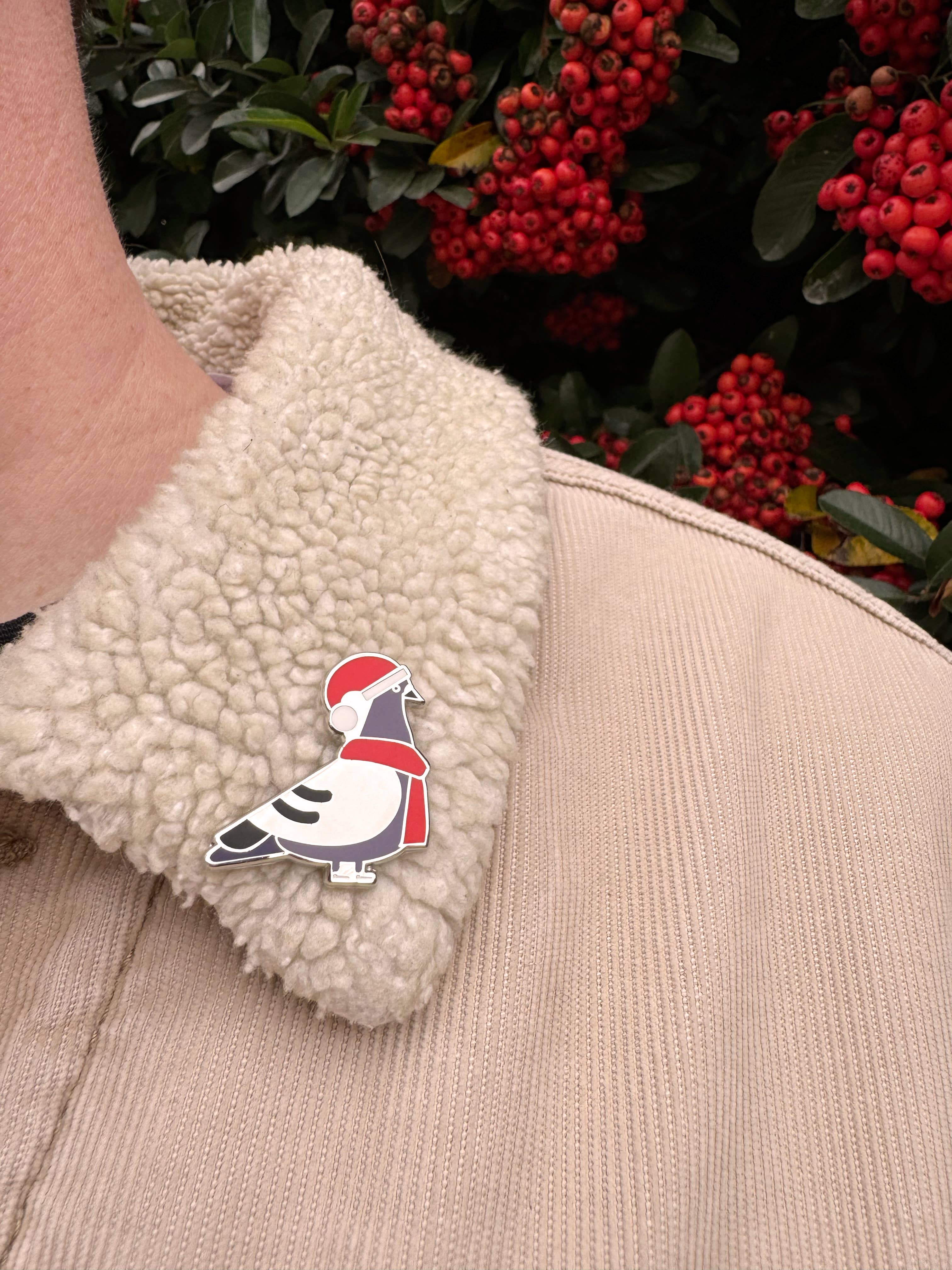 Christmas Pigeon Enamel Pin