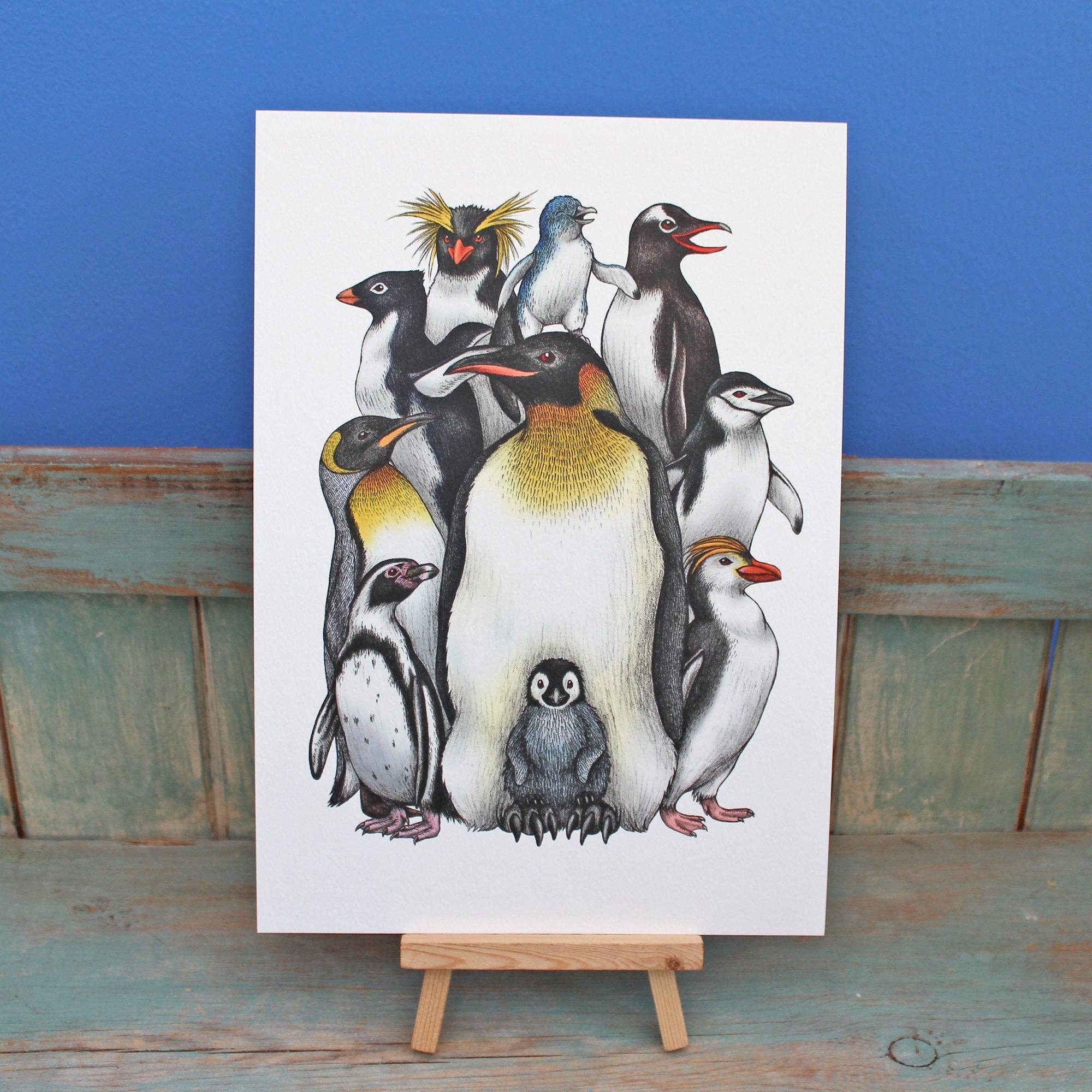Penguin Obsession Illustration A4 Print