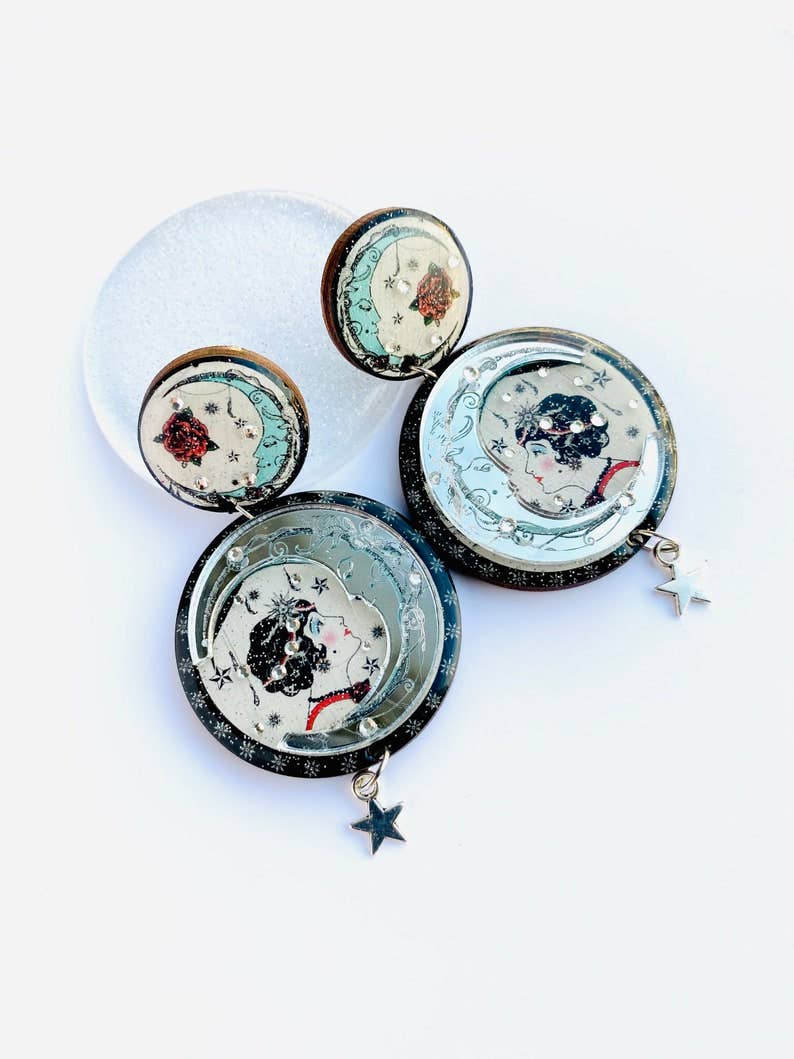 Whimsical Moon Dangle Earrings