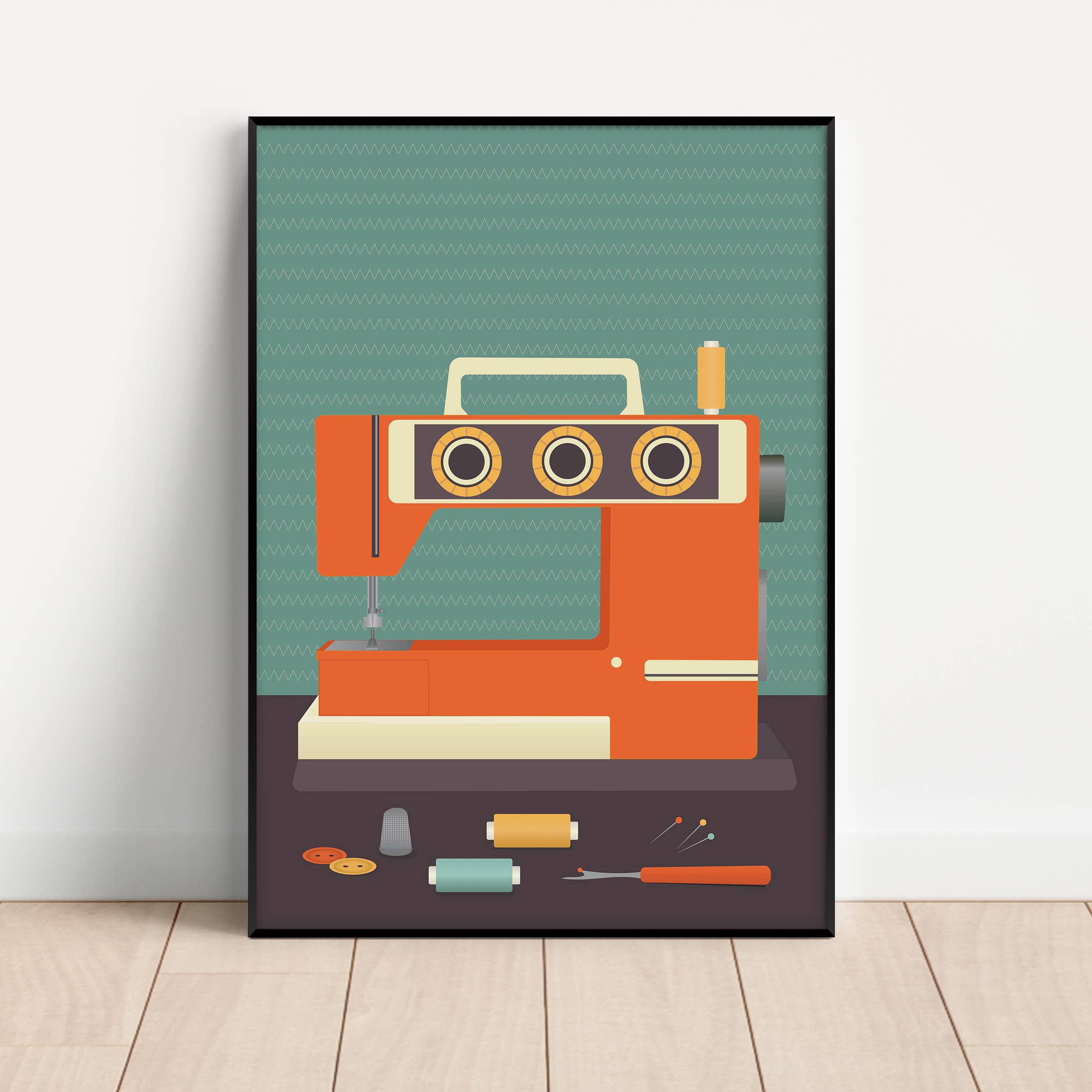 Sewing Machine unframed print: Orange / A4