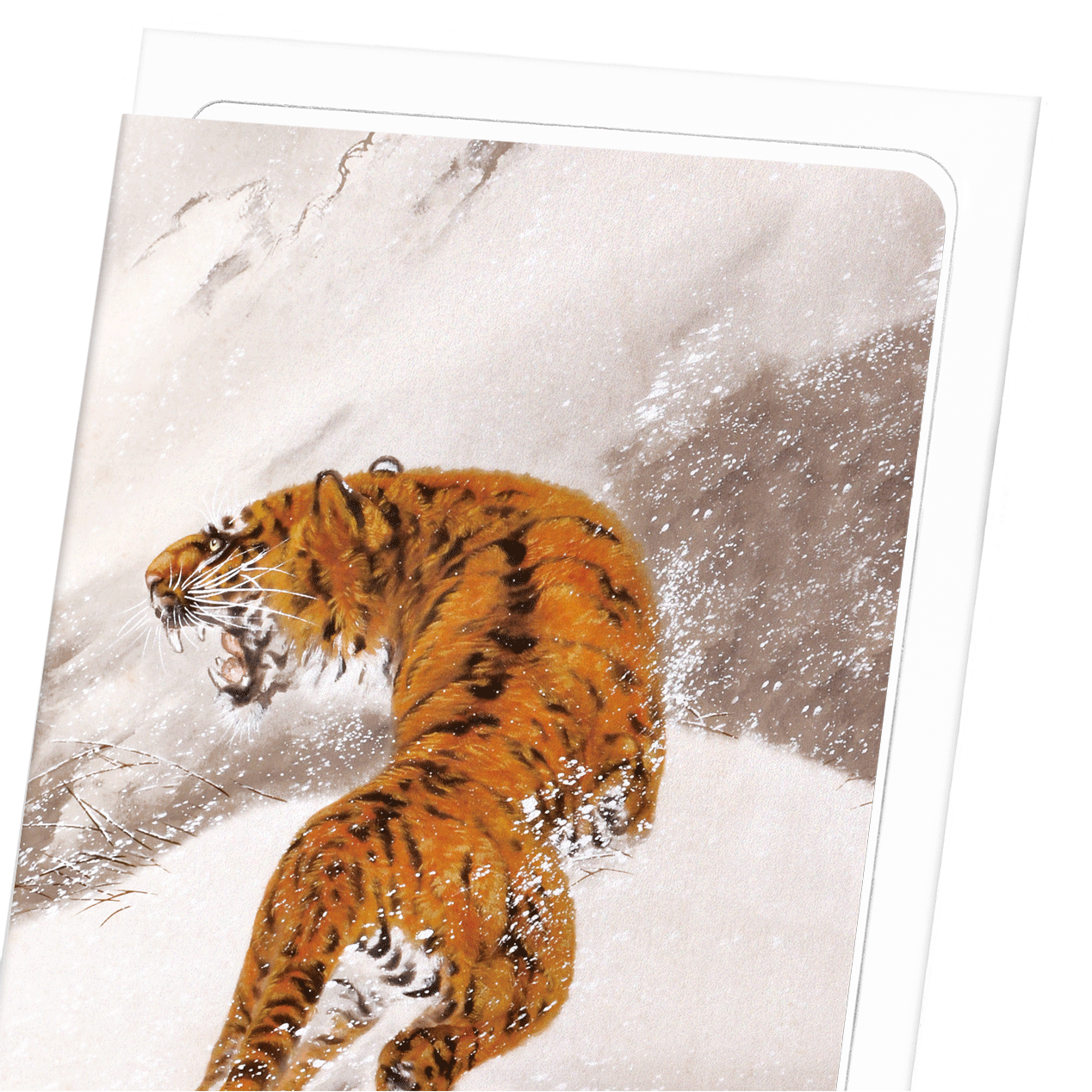 TIGER IN SNOW: Japanese Greeting Card