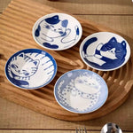 画像をギャラリービューアに読み込む, Neko-No-Hi: Set of 4 Japanese Ceramic Cat Sauce Dishes
