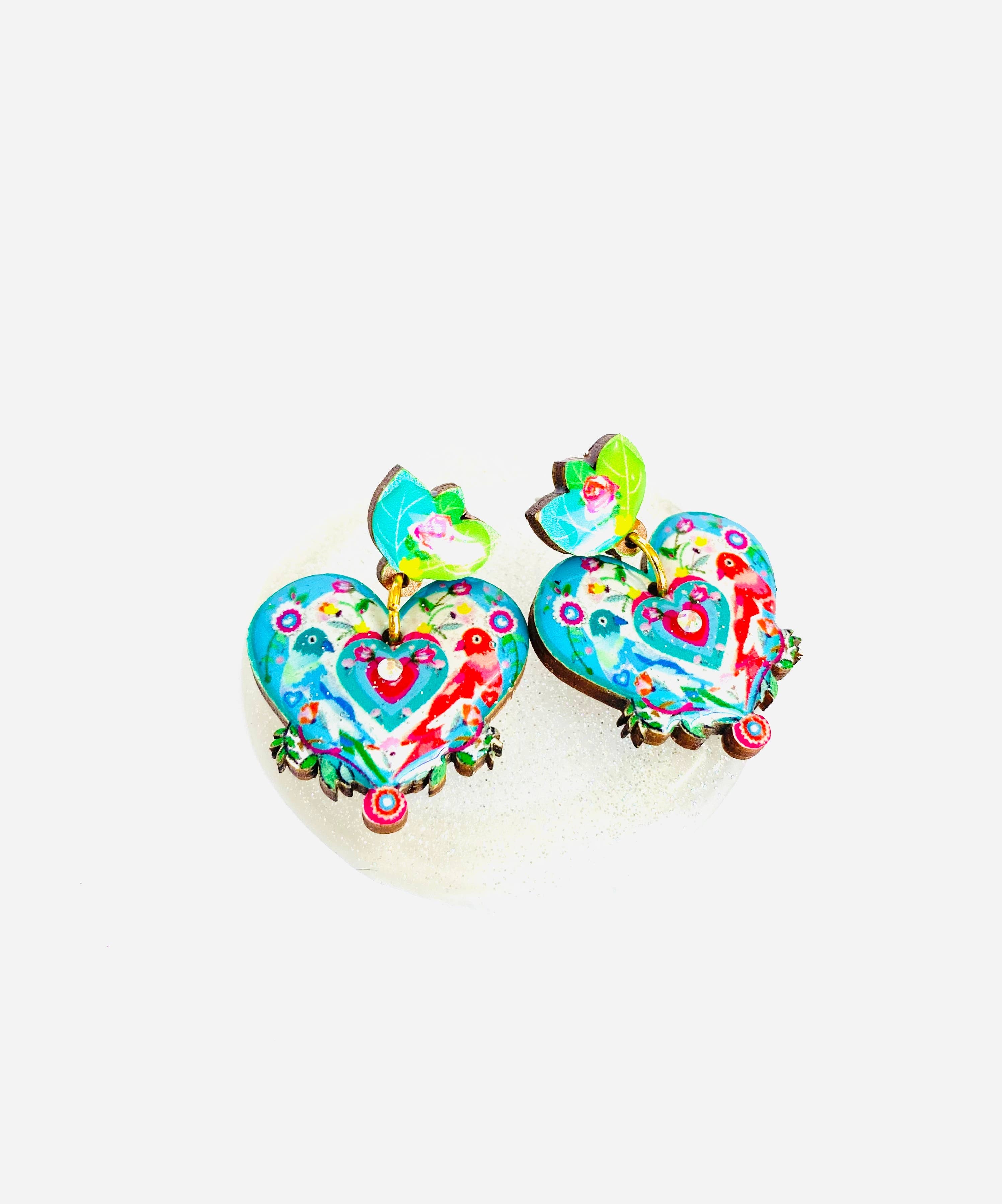 Floral Love bird statement earrings